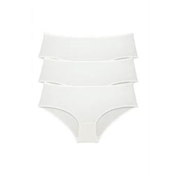 3 Adet Kadın Yüksek Bel Bato Külot Krem
