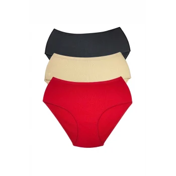 3 Adet Kadın Yüksek Bel Ribana Bato Külot S027