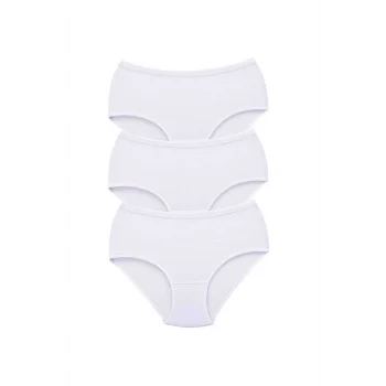 3 Adet Tutku Kadın Yüksek Bel Bato Kalın Lastik Külot Beyaz