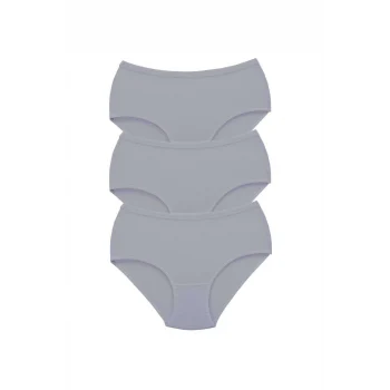 3 Adet Tutku Kadın Yüksek Bel Bato Kalın Lastik Külot Gri