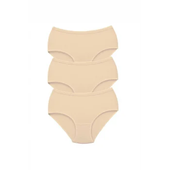 3 Adet Tutku Kadın Yüksek Bel Bato Kalın Lastik Külot Ten