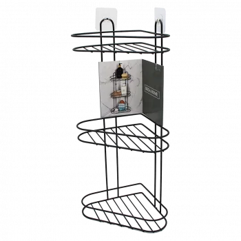 3 Katlı  Siyah Metal Köşe Rafı