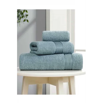 3 lü Banyo Havlusu Seti Pamuklu Ritim Mint