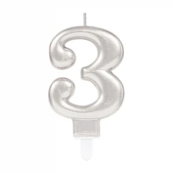 3 Rakam Mum Gümüş Renk