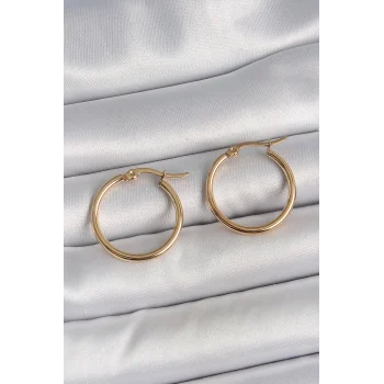 316 Çelik Gold Renk 22mm Kadın Halka Model Kadın Küpe