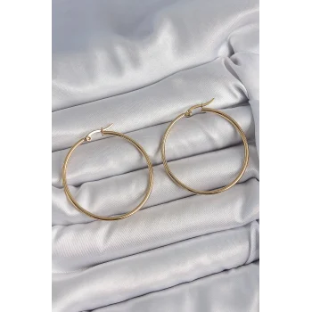 316 Çelik Gold Renk 43 mm Halka Model Kadın Küpe