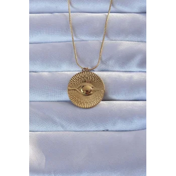 316l Altın Renk İşlemeli Göz Kolye