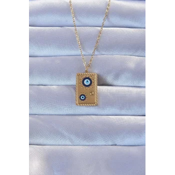 316l Altın Renk İşlemeli Nazarlı Vintage Kolye