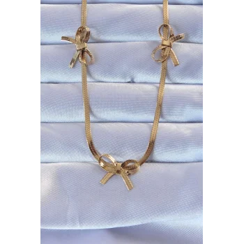 316L Çelik Altın Renk İtalyan Zincirli Fiyonk Kolye