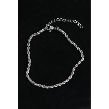 316L Çelik Burgu Model Gümüş Renk Erkek Bileklik