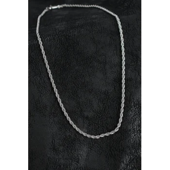 316l Çelik Burgu Zincir Model Gümüş Renk Erkek Kolye