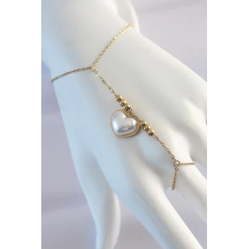 316L Çelik Gold Renk Beyaz Bubble Kalp Tasarımlı Şahmeran