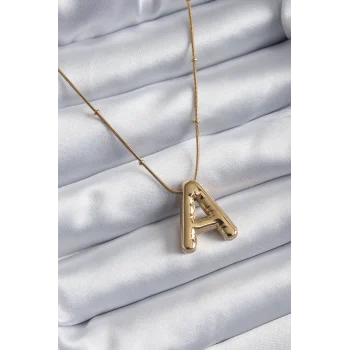316l Çelik Gold Renk Bubble a Harf Model Kadın Kolye