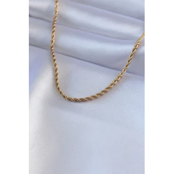 316L Çelik Gold Renk Burgu Model 45 cm Kadın Kolye