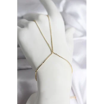 316L Çelik Gold Renk Ezme Zincir Model Kadın Şahmeran