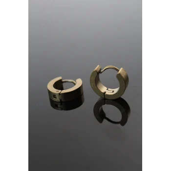 316L Çelik Gold Renk Halka Model Çift Küpe