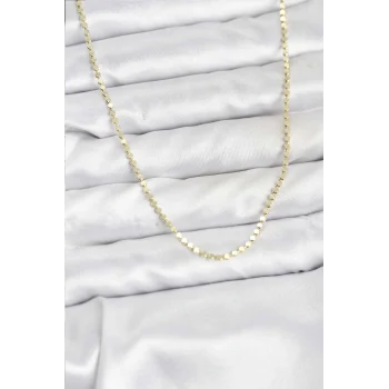 316L Çelik Gold Renk İnce Ezme Zincir Kadın Kolye