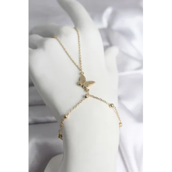 316L Çelik Gold Renk Kelebek Model Kadın Şahmeran