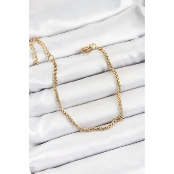 316L Çelik Gold Renk Örgü Burgu Zincir Erkek Bileklik