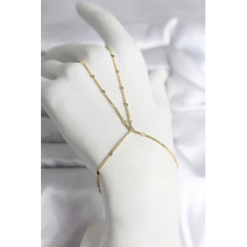 316L Çelik Gold Renk Parçalı Ezme Zincir Model Kadın Şahmeran