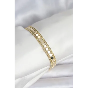 316L Çelik Gold Renk Pullu Zincir Model Kadın Bileklik