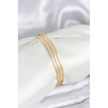 316L Çelik Gold Renk Simli Model Ajda 65 mm Kadın Bileklik
