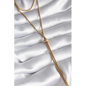 316l Çelik Gold Renk Tüp Zincir Asansör Model Kadın Kolye