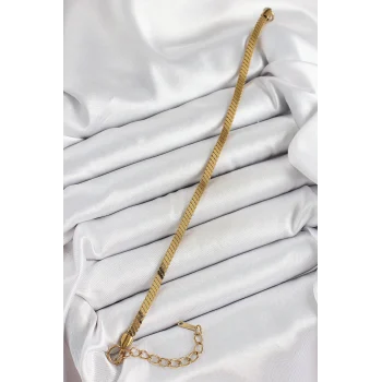 316L Çelik Gold Renk Yassı Zincir Model Kadın Bileklik