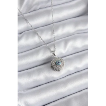 316l Çelik Gold Renk Zirkon Taşlı Göz Model Kadın Kolye