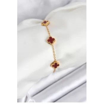 316L Çelik Gold Zincir Baby Boy Bordo Renk Bileklik