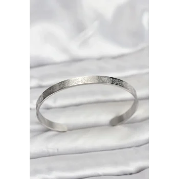 316L Çelik Gümüş Renk Ayetel Kürsi Yazılı Bileklik