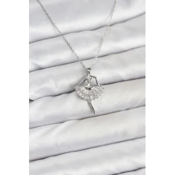 316L Çelik Gümüş Renk Balerin Model Kadın Kolye
