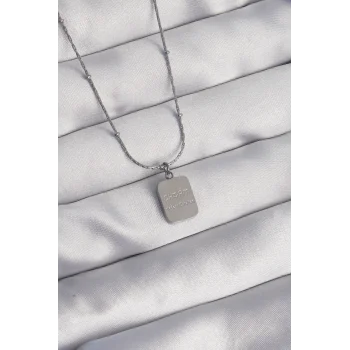 316l Çelik Gümüş Renk Kare Charm Model Kolye