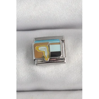316L Çelik Gümüş Renk Renkli Portre Model Nomination Charm