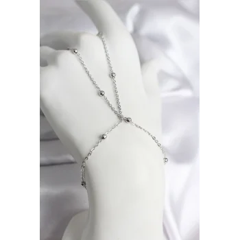 316L Çelik Gümüş Renk Topçuk Zincir Model Kadın Şahmeran