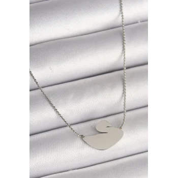 316L Çelik Gümüş Renk Zincir Kuğu Model Kadın Kolye