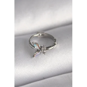 316L Çelik Gümüş Renk Zirkon Taşlı Kelebek Model Tragus Piercing