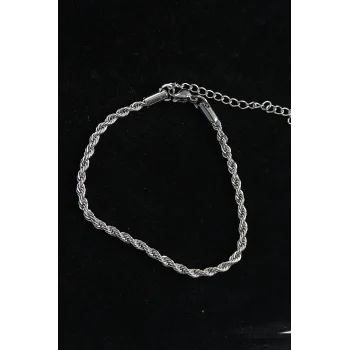 316L Çelik Halat Model Gümüş Renk Erkek Bileklik