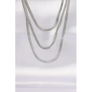 316L Çelik İtalyan Zincir Gümüş Renk Çoklu Kolye