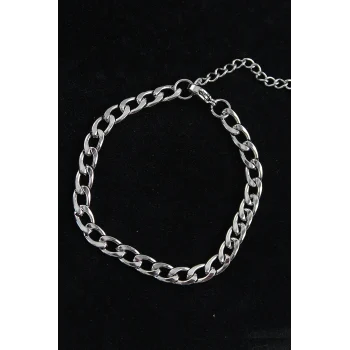 316L Çelik Kalın Klasik Model Gümüş Renk Erkek Bileklik