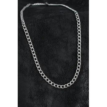316L Çelik Kalın Klasik Zincir Model Gümüş Renk Erkek Kolye