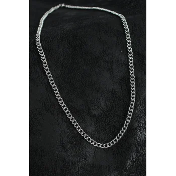 316l Çelik Klasik Oval Zincir Model Gümüş Renk Erkek Kolye