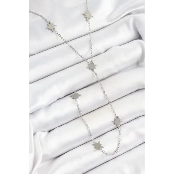 316L Çelik Kutup Yıldızı Figürlü Y Model Gümüş Renk Kadın Kolye