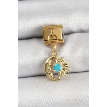 316L Çelik Sallantılı Ay Ve Güneş Model Gold Renk Nomination Charm