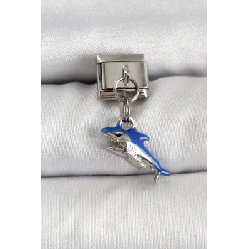 316L Çelik Sallantılı Köpekbalığı Model Gümüş Renk Nomination Charm
