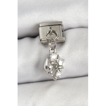 316L Çelik Sallantılı Zirkon Taşlı Deniz Kabuğu Ve Yıldız Model Gümüş Renk Nomination Charm