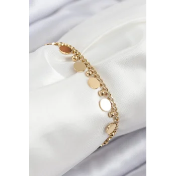 316l Çelik Sıralı Pul Model Gold Renk Kadın Bileklik