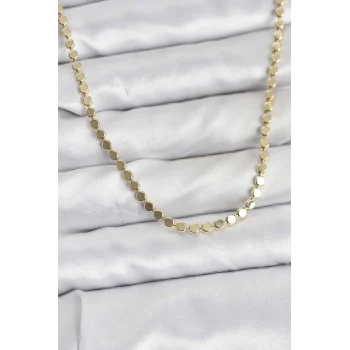 316L Çelik Zincir Gold Renk Ezme Zincir Model  45 cm Kadın Kolye