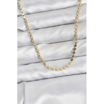 316L Çelik Zincir Gold Renk Ezme Zincir Model 65 cm Kadın Kolye