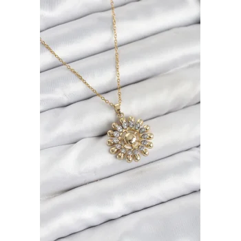 316L Çelik Zincir Gold Renk Güneş Model Kadın Kolye